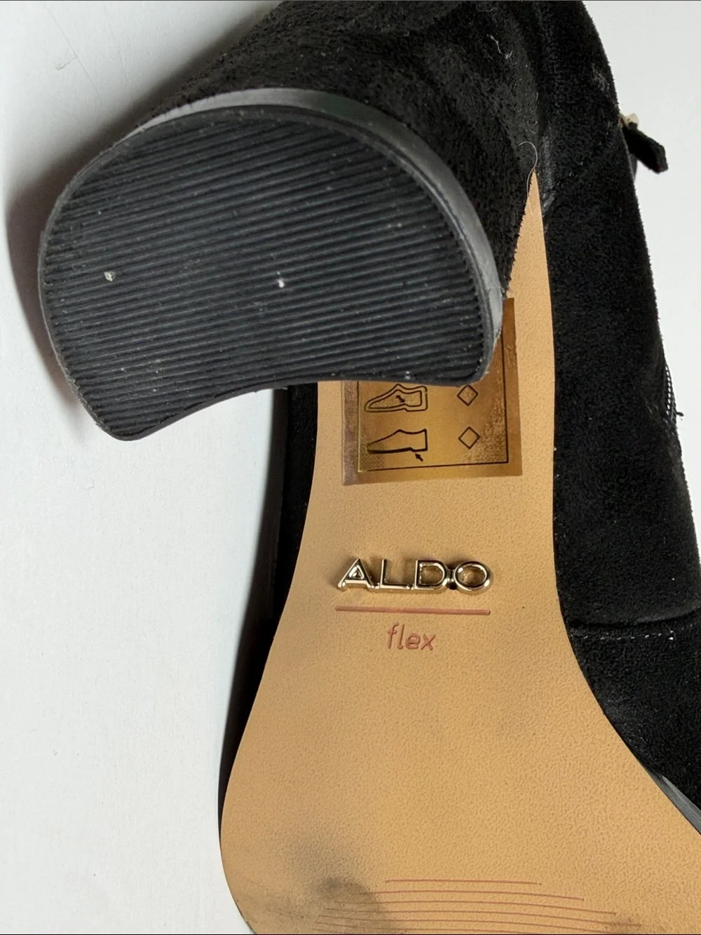 ALDO Black Suede Block Heel Ankle Boots - Women's Size 8 (4